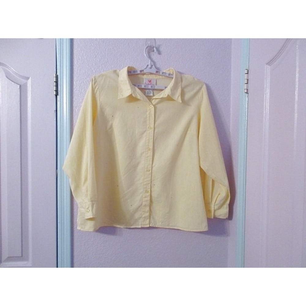 Quacker Factory Top Size 2X Button Up Tunic Linen Cotton Rhinestones Coastal